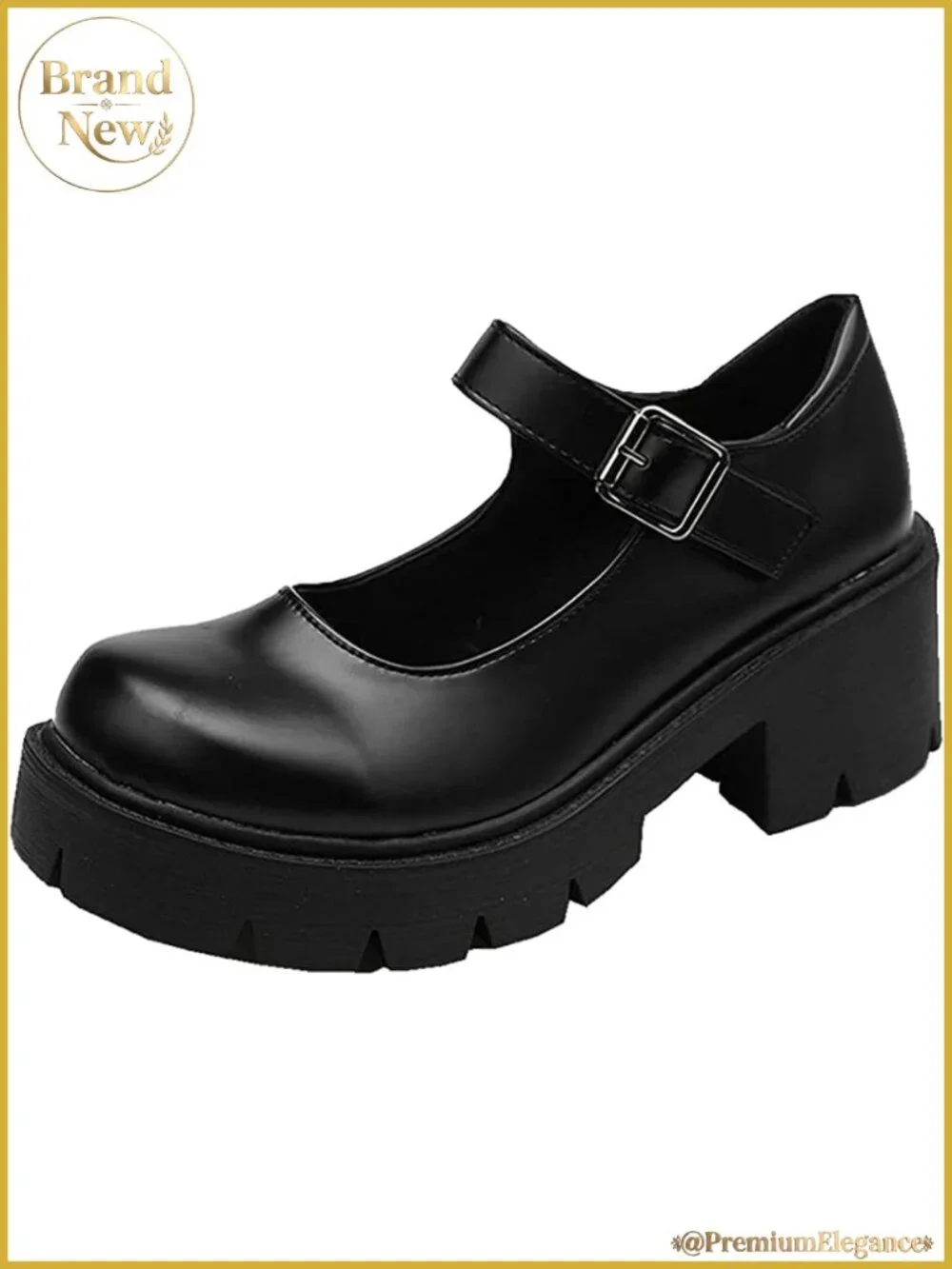Platform Mary Janes Heart Cat Buckle Rivets Ankle Gothic Pumps Patent Leather